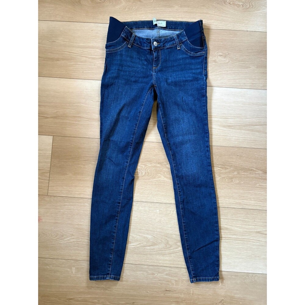 GAP Maternity Jeans Size 28 / 6 Long Skinny Blue Side Panel Inset Stretch Denim